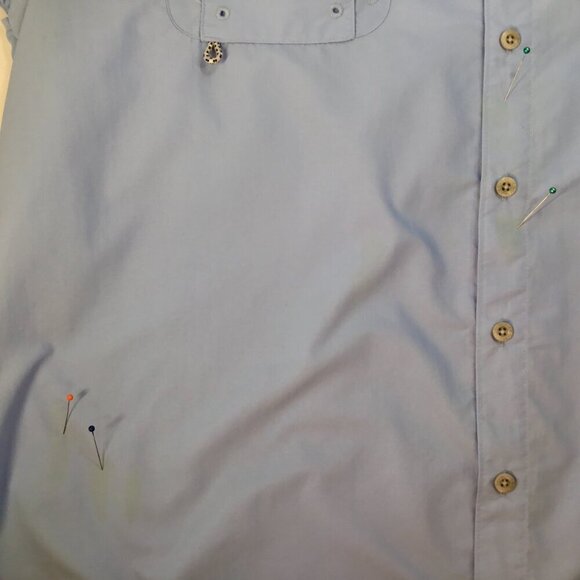 Columbia PFG Omni-Shade Vented Fishing Hiking Shirt XXL Blue Short Sleeve Button - Picture 10 of 11